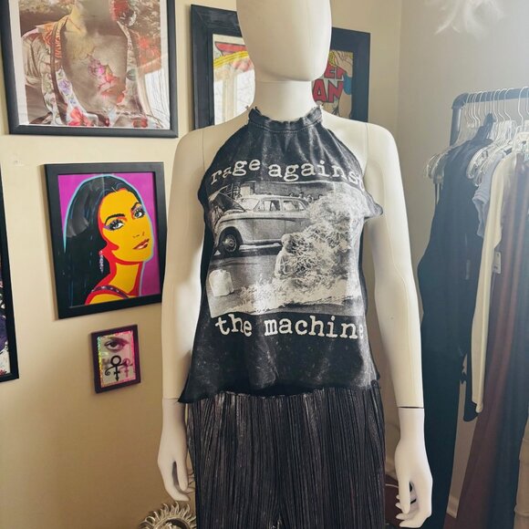 OOAK Rage Against The Machine Chain Back Halter Top - Picture 1 of 2
